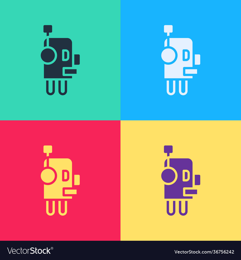 Pop art robot icon isolated on color background vector image Pop art robot icon isolated on color background
