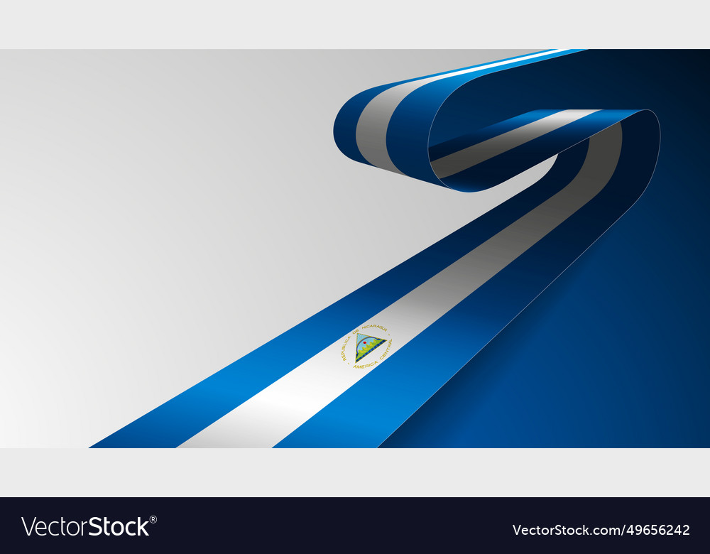 Realistic ribbon background with flag of nicaragua