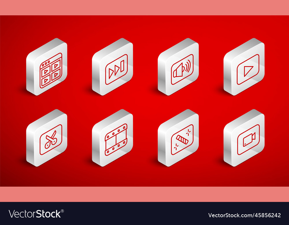 Set line play video button fast forward speaker vector image Set line play video button fast forward speaker