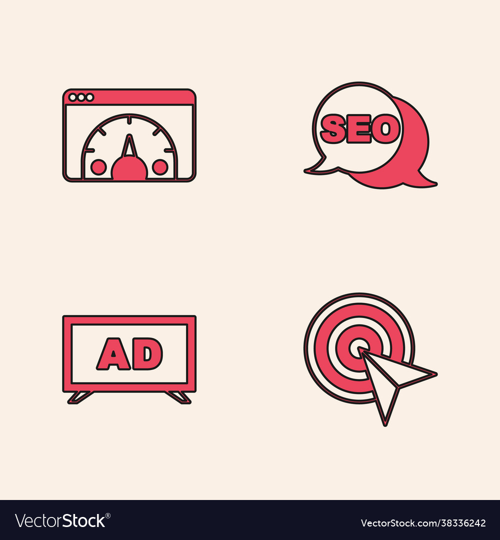 Set target website statistic seo optimization Vector Image Set target website statistic seo optimization