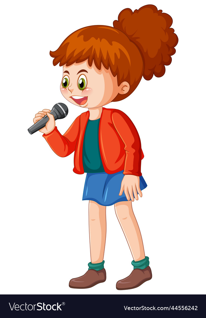 Singer girl cartoon character isolated Royalty Free Vector