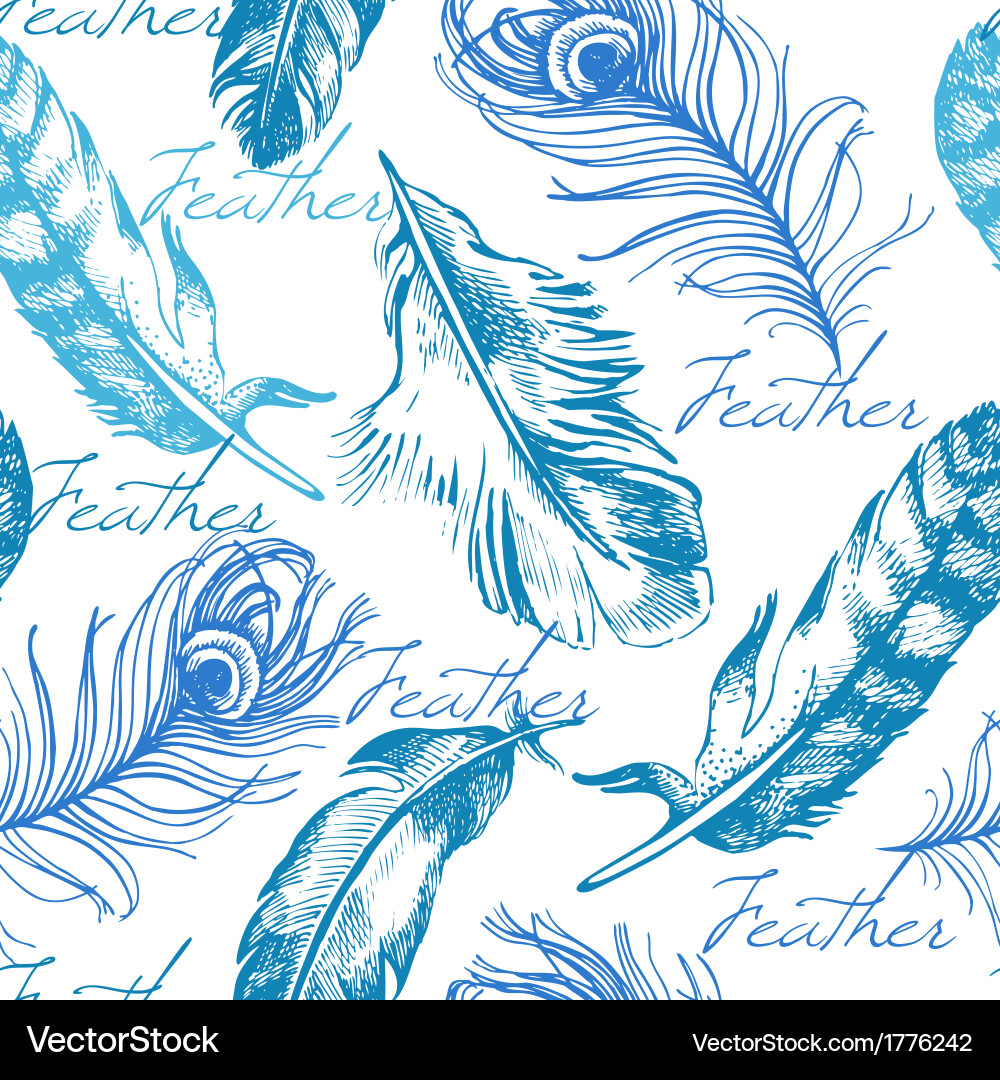 Vintage feather seamless pattern Royalty Free Vector Image