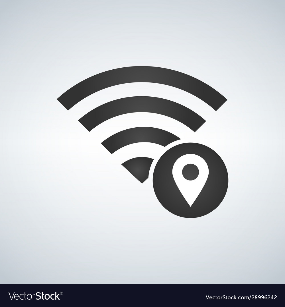 Wifi-Verbindungssignal-Symbol mit Kartenzeiger vector image Wifi-Verbindungssignal-Symbol mit Kartenzeiger
