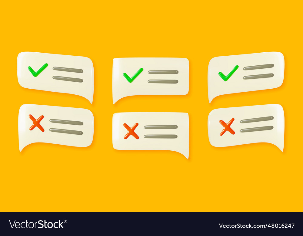 3d wrong and right speech bubble message vector image 3d wrong and right speech bubble message