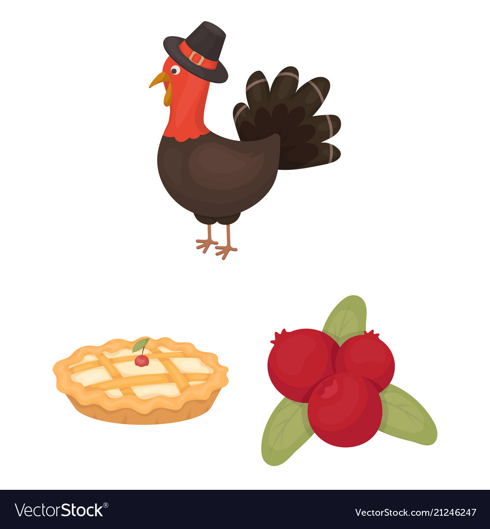 Canada thanksgiving day cartoon icons in set