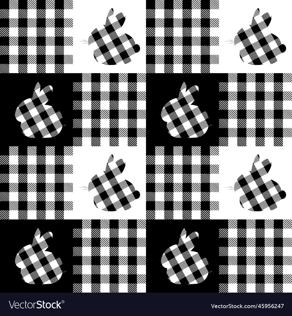 Checkered print trendy seamless pattern rabbit