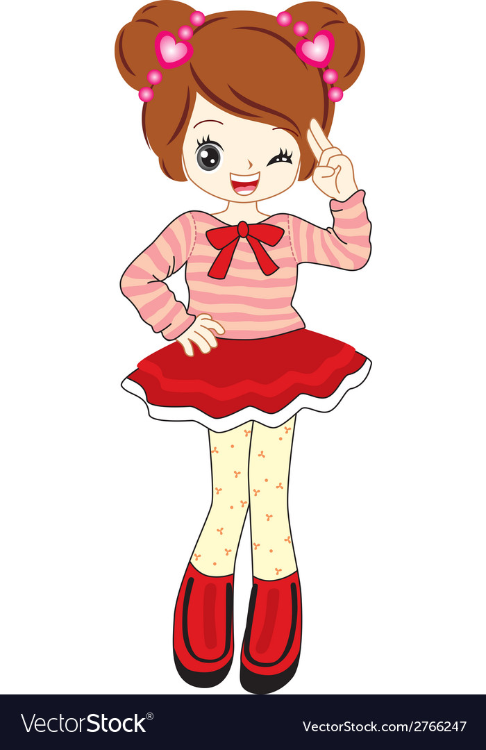 Cute Little Girl Anime With Red Sweater Royalty Free Vector