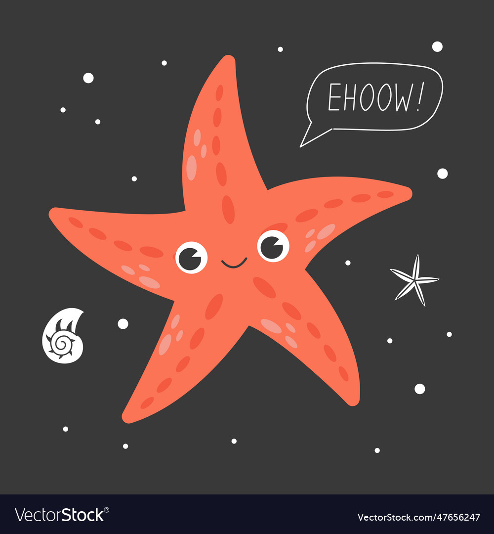 Cute smiling red starfish