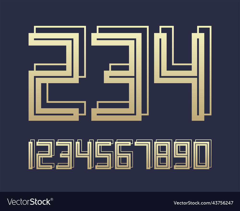 Geometric font 3d effect design numbers space