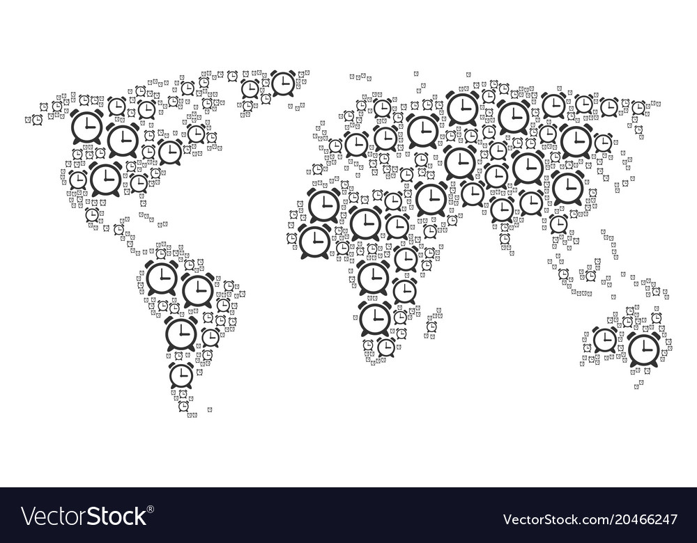 Global map pattern of alarm clock icons