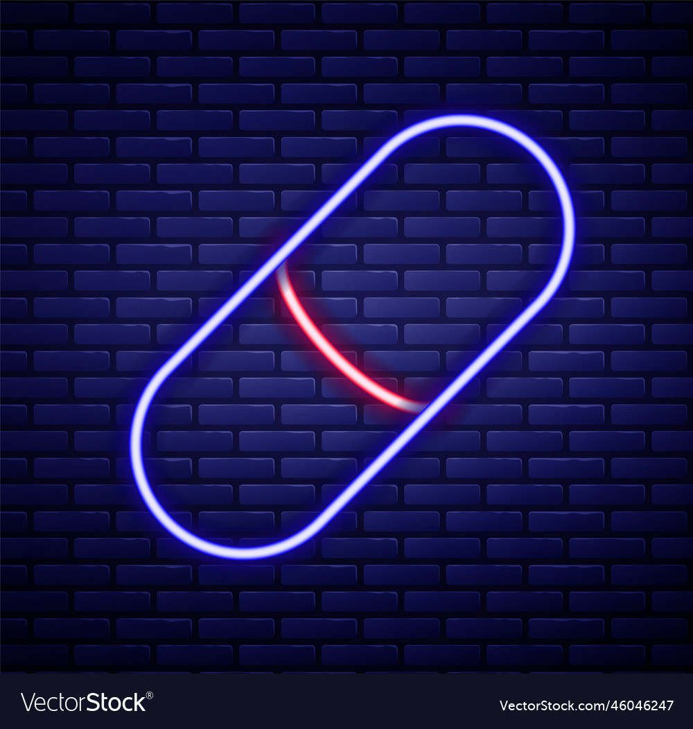 Glowing Neon Linie schlafen Pille Icon isoliert