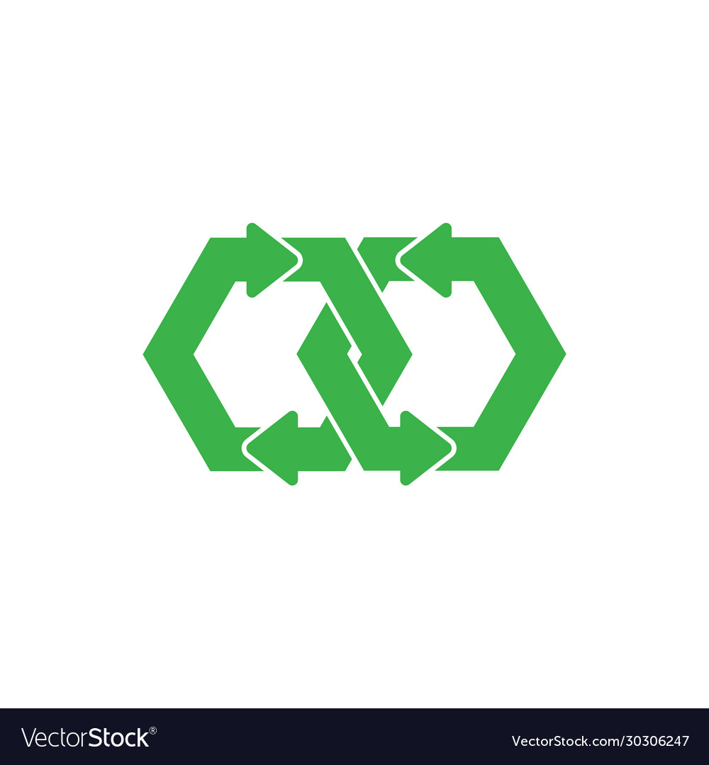 Green linked chain recycle circle arrows symbol