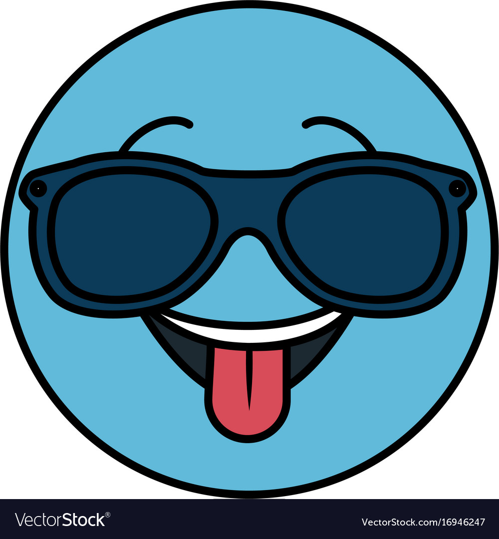 Happy with sunglasses emoticon face character icon