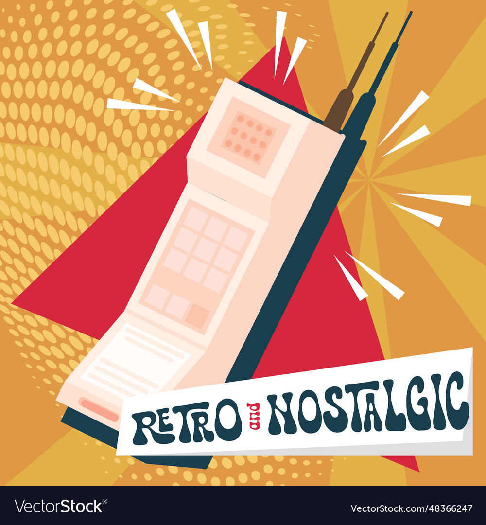Isolated mobile phone nostalgic retro background Vector Image