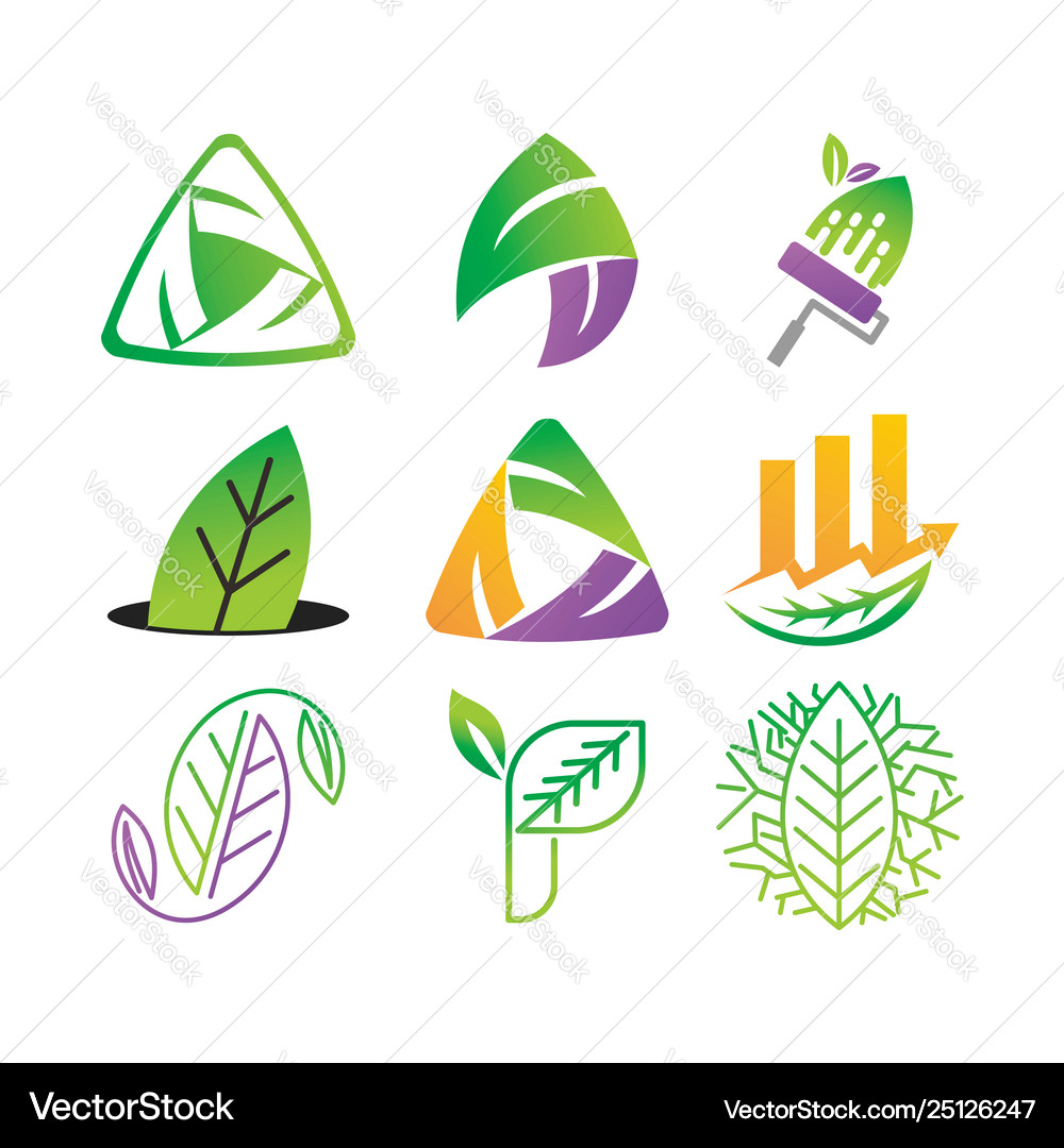 Leaf logo design template set Royalty Free Vector Image