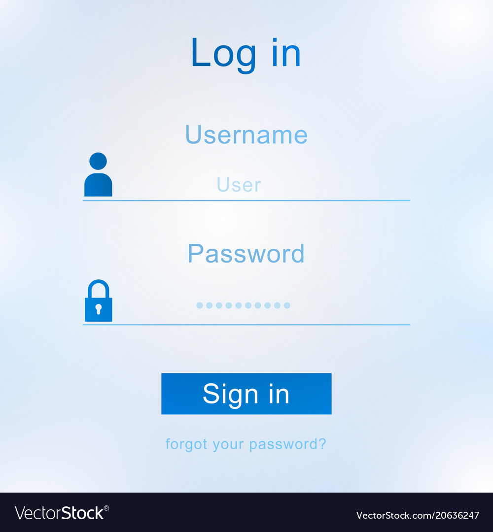 Login Screen Interface Username And Password Vector Image