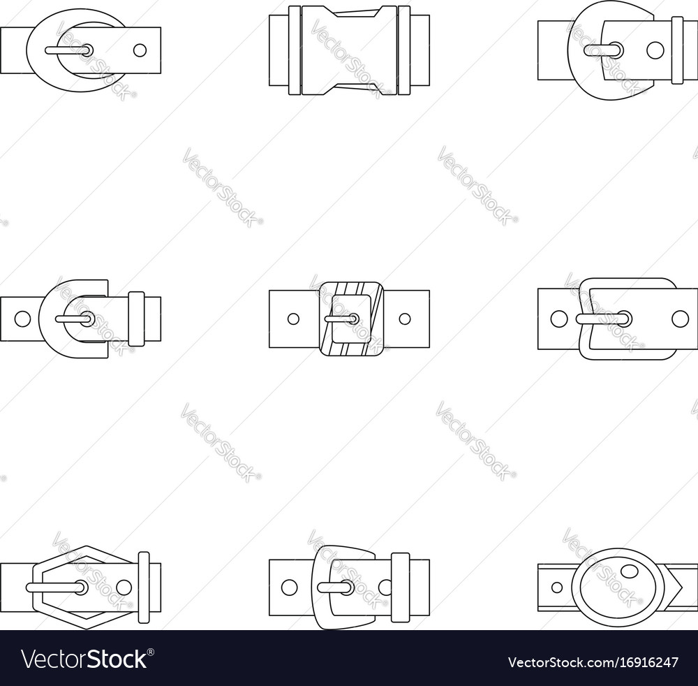 Modern belt buckle icon set outline style Vector Image