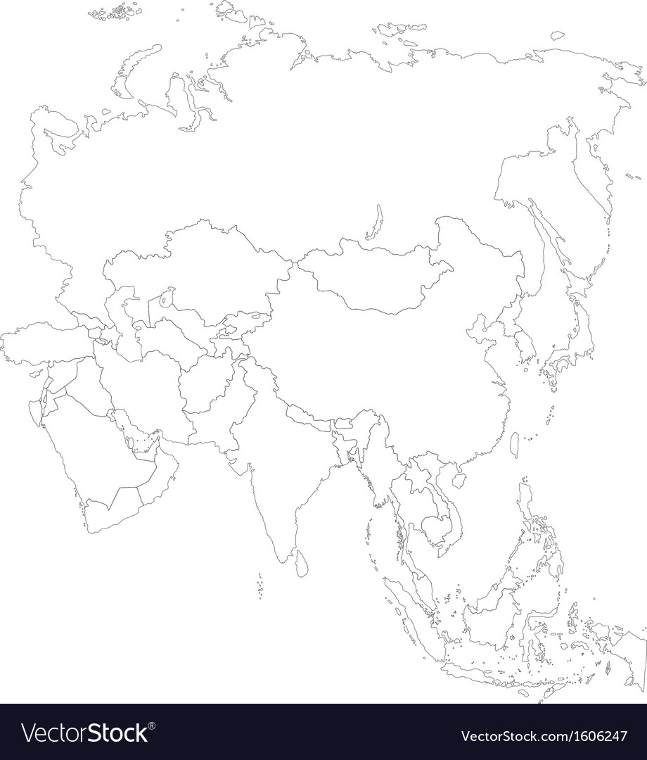 Black And White Printable Asia Map   Outline Asia Map Vector 1606247 