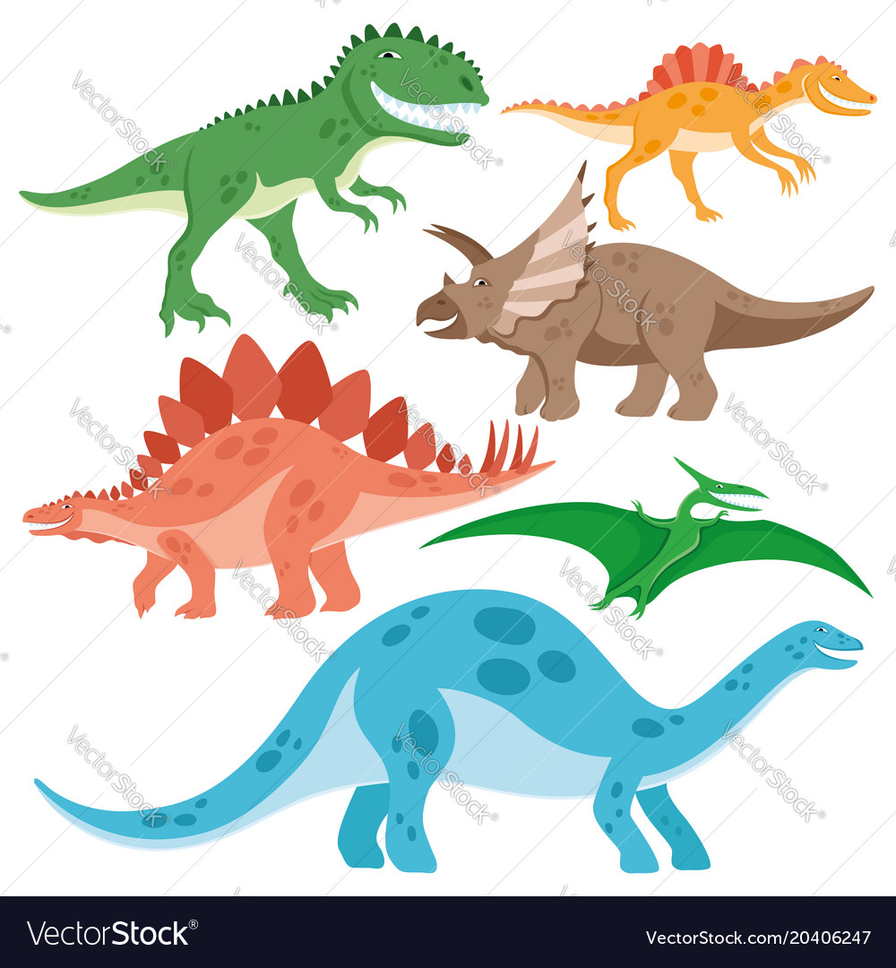 Set of cheerful dinosaurs