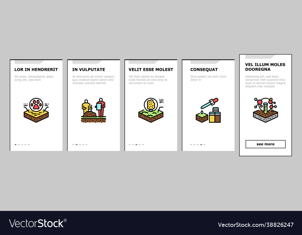 Soil testing nature onboarding icons set