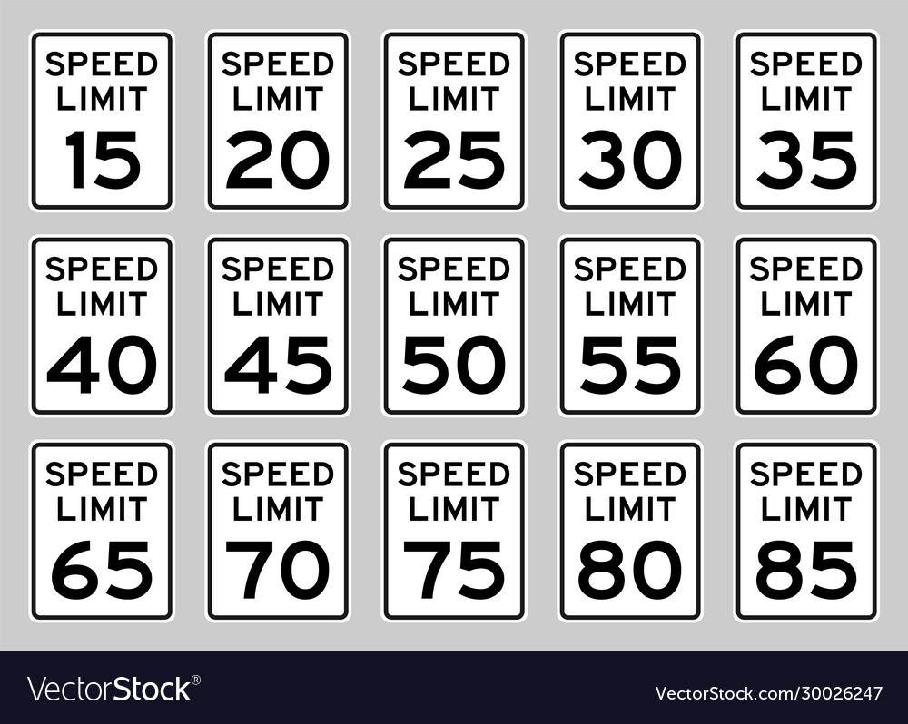 Speed Limit Traffic Signs From To 20 Mph Vector Image 48 OFF