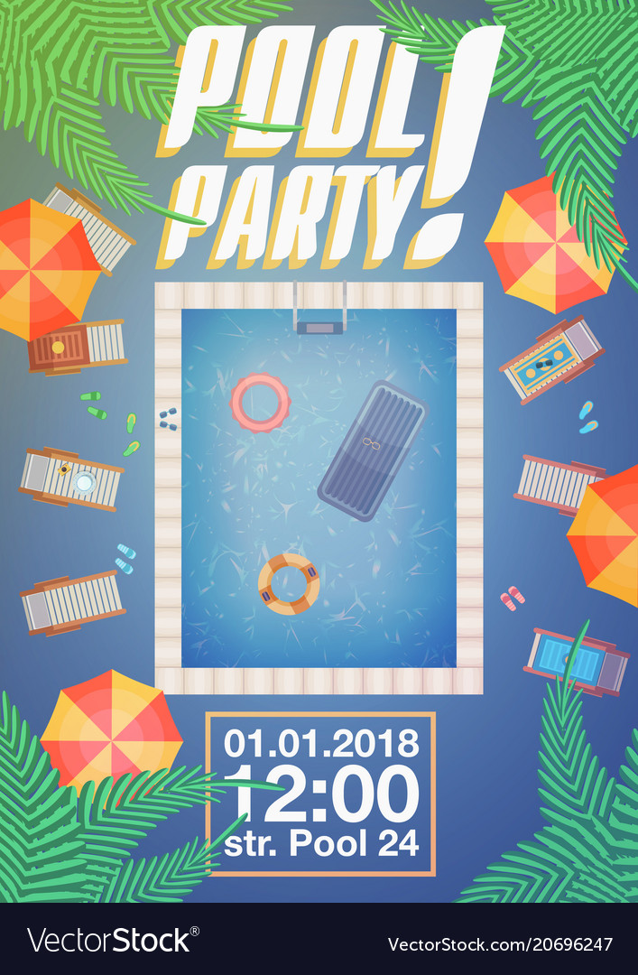 summer pool party invitation layout royalty free vector