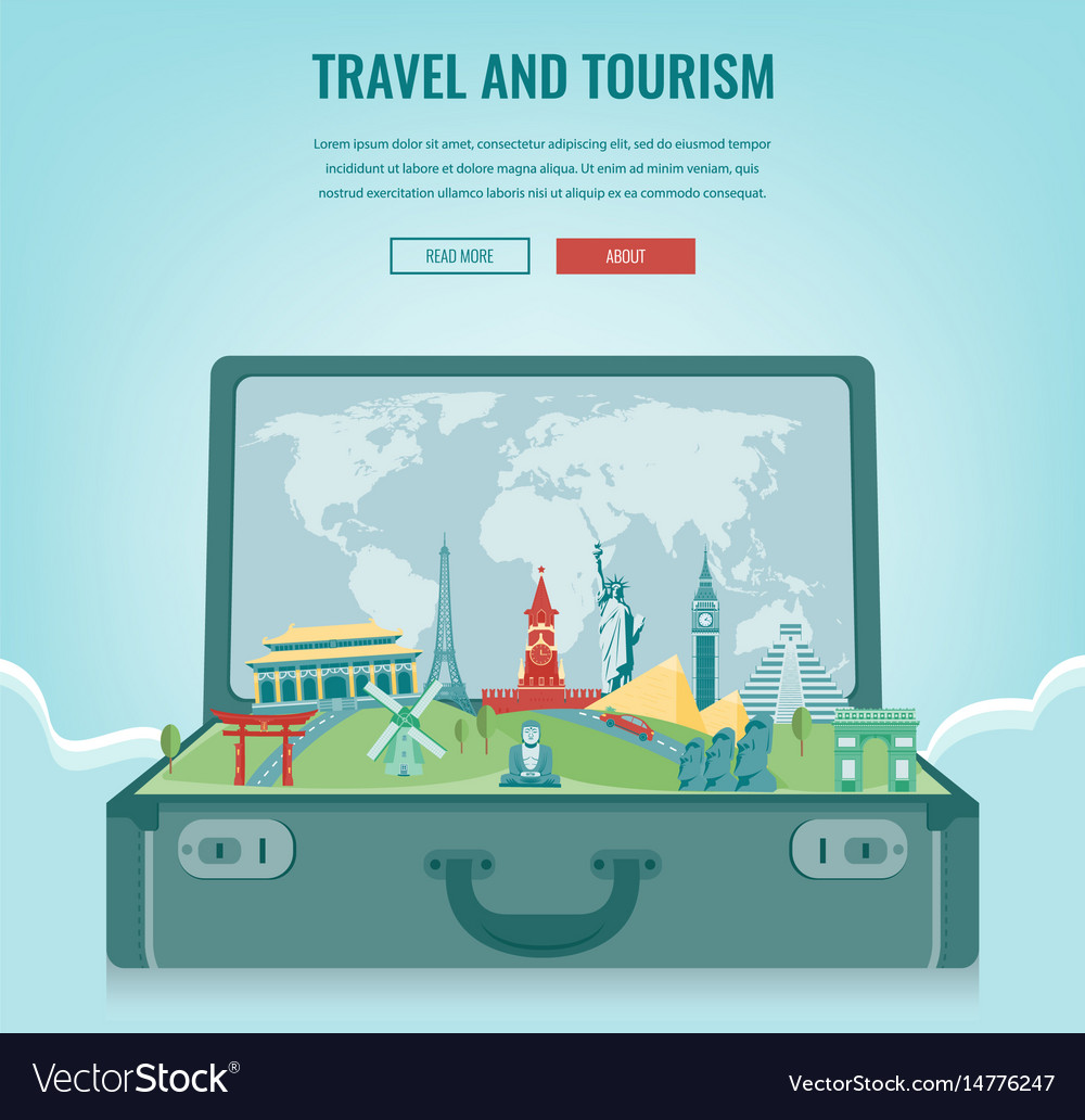 Travel composition with famous world landmarks Vector Image