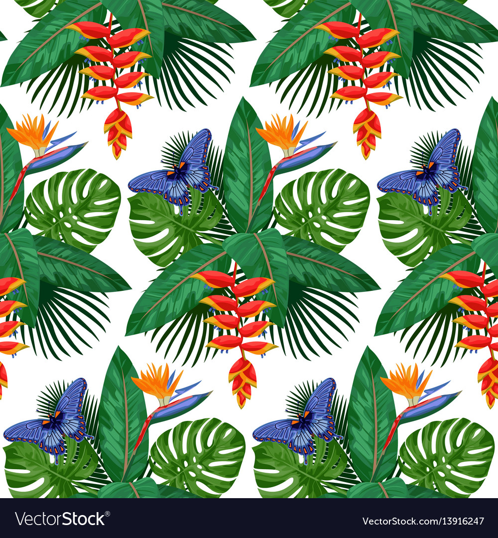 Tropical bouquet seamless pattern Royalty Free Vector Image