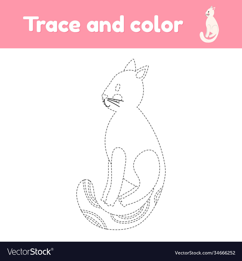 Coloring book with cute animal a cat for kids vector image Coloring book with cute animal a cat for kids