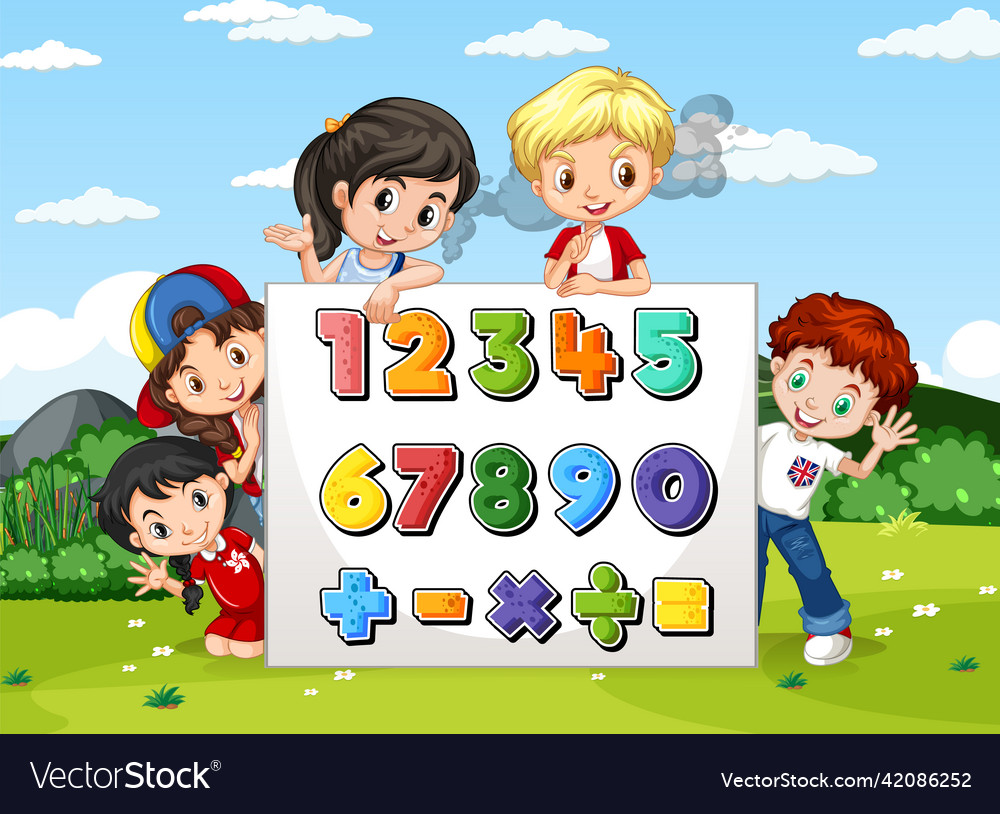 Counting number 0 to 9 and math symbols