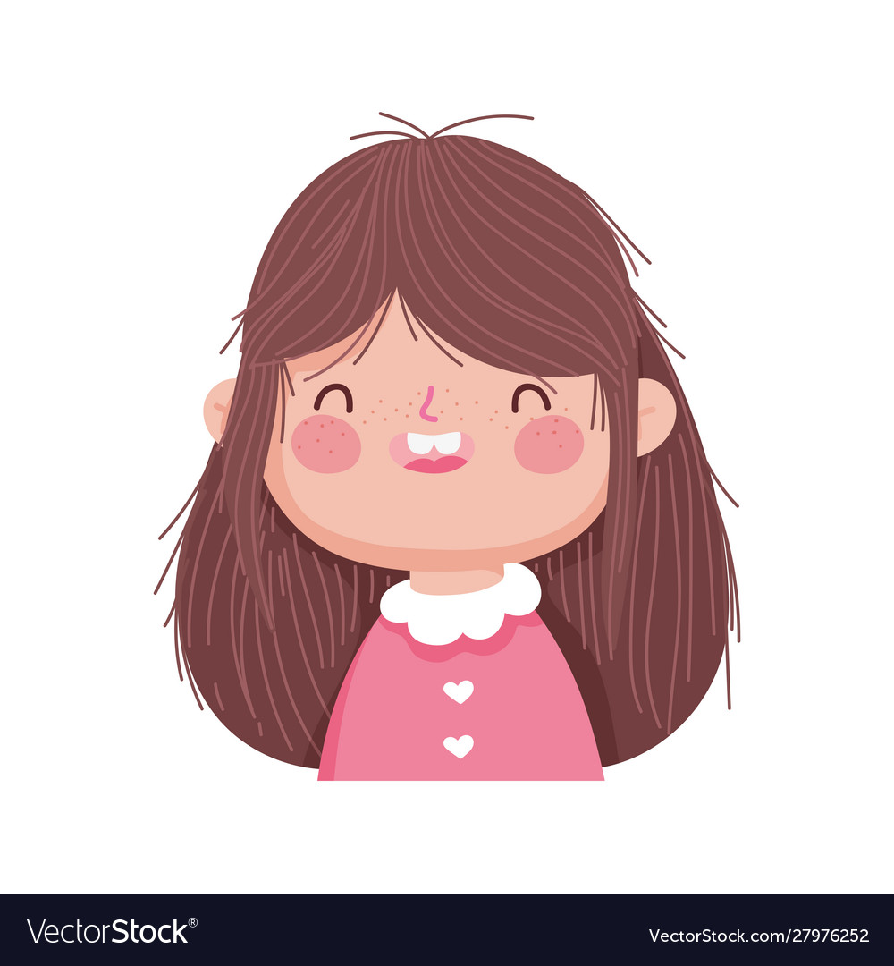Cute Little Girl Long Hair On White Background Vector Image