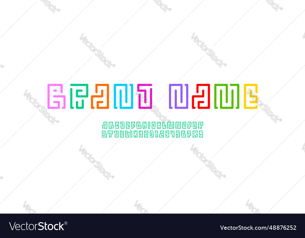 Digital font alphabet from segment line game style vector image Digital font alphabet from segment line game style