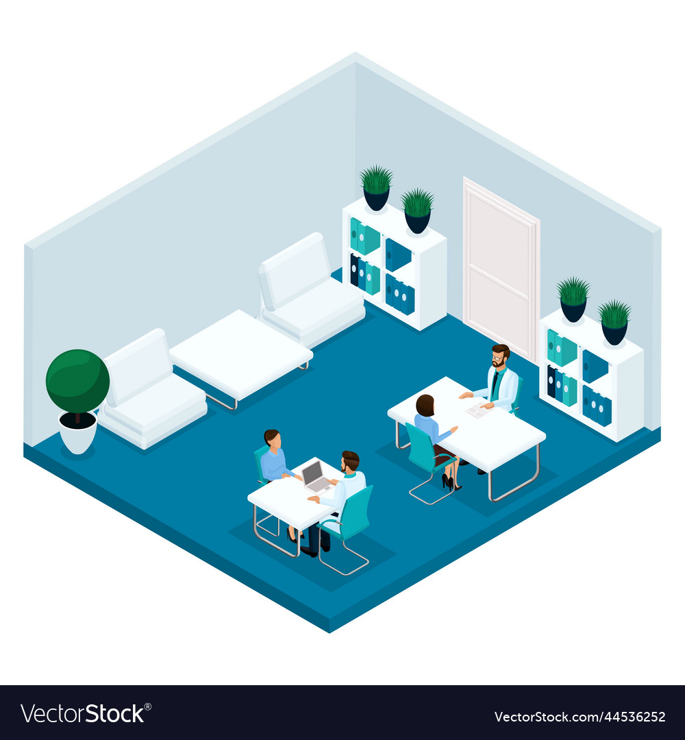 Fashion isometric people a hospital room doctors