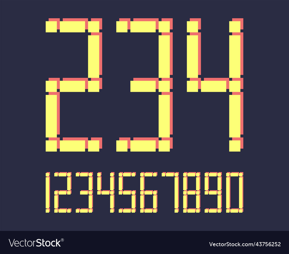 Geometric font line digital effect design numbers
