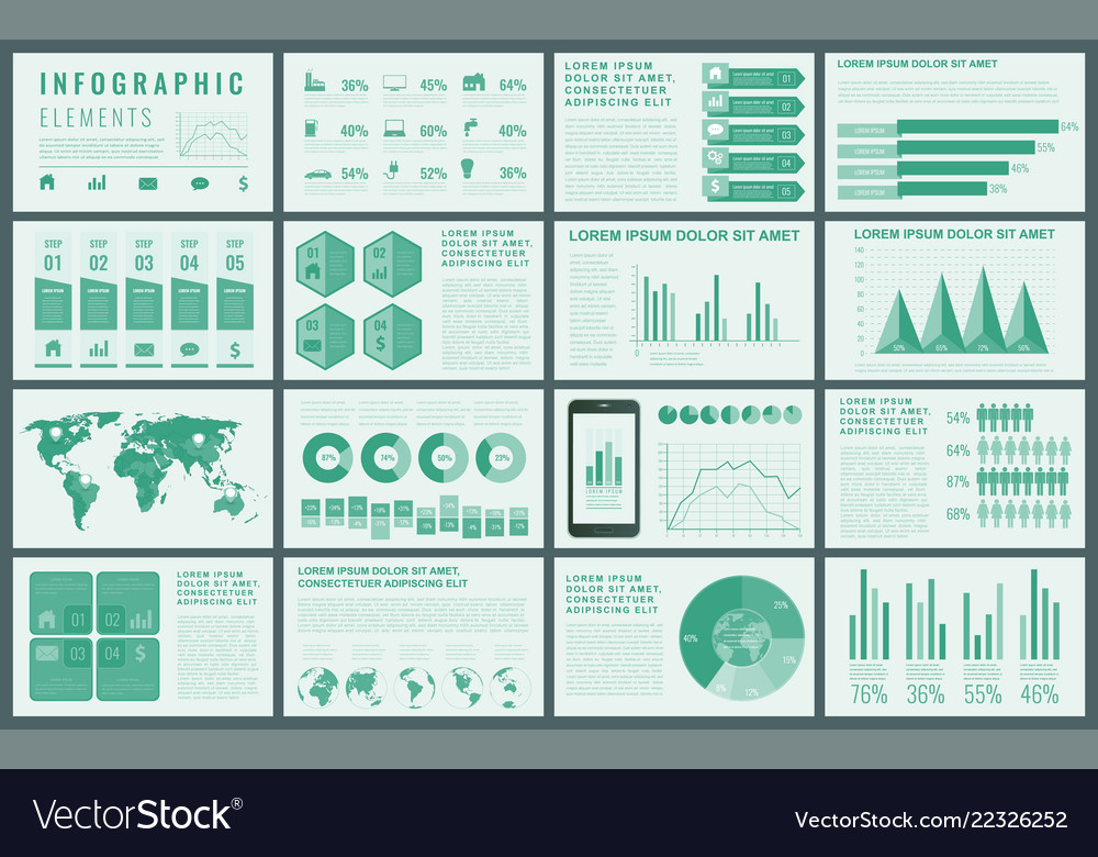 Infographic elements with world map and charts vector image Infographic elements with world map and charts