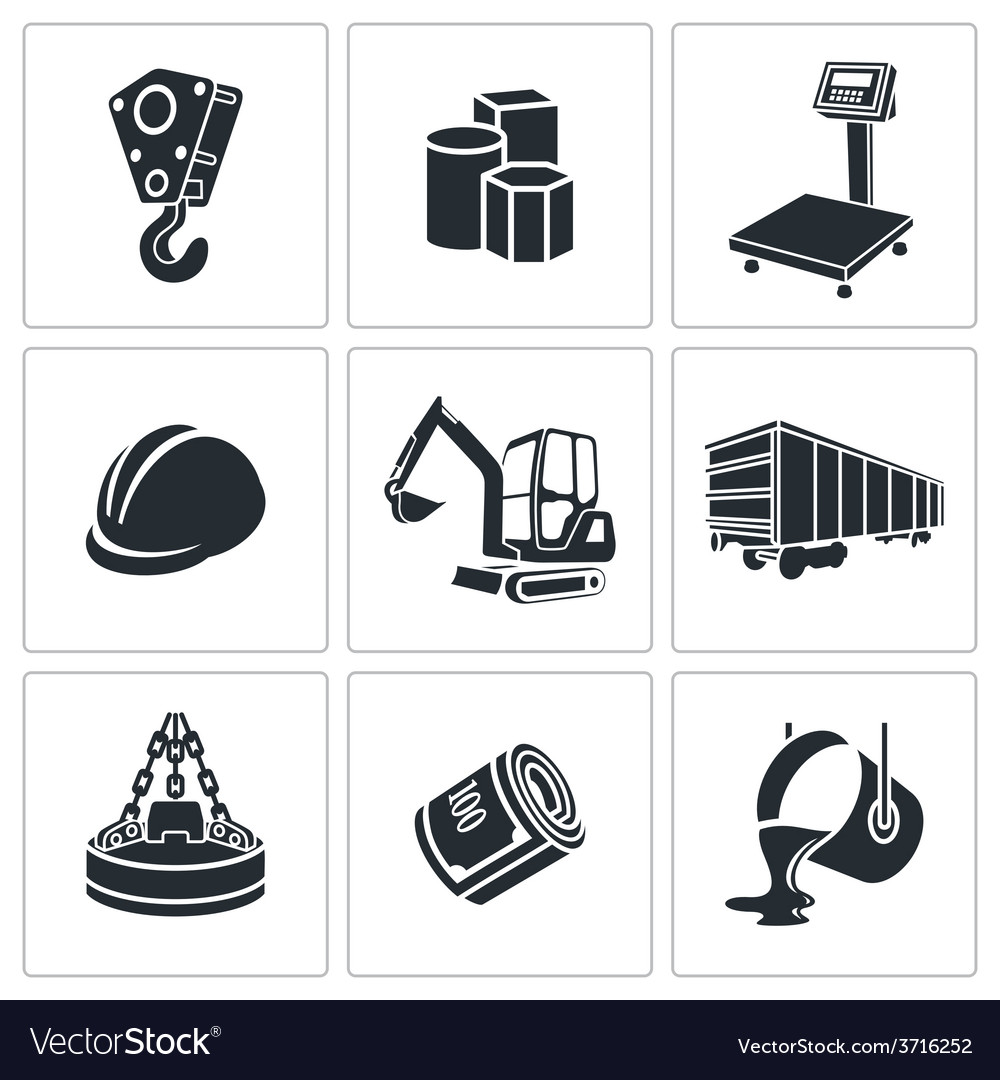 Metallurgy icons set