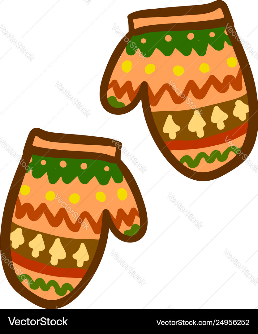 Pair multicolored cartoon gloves for kids Vector Image