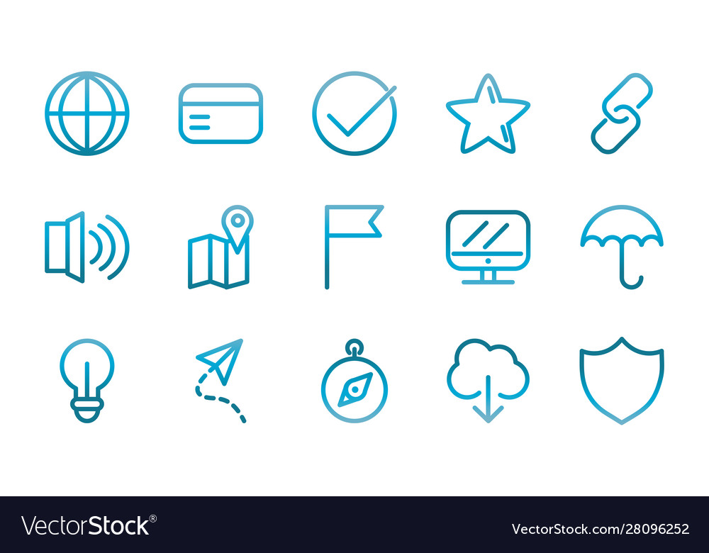 User interface icons set blue gradient
