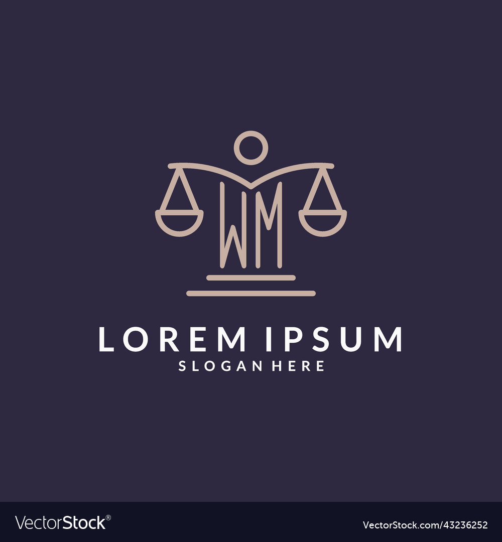 Wm initials combined with the scales of justice