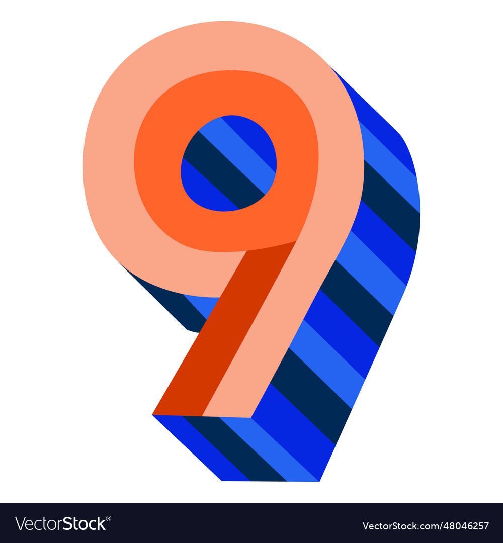 Colorful 3d number 9 Royalty Free Vector Image