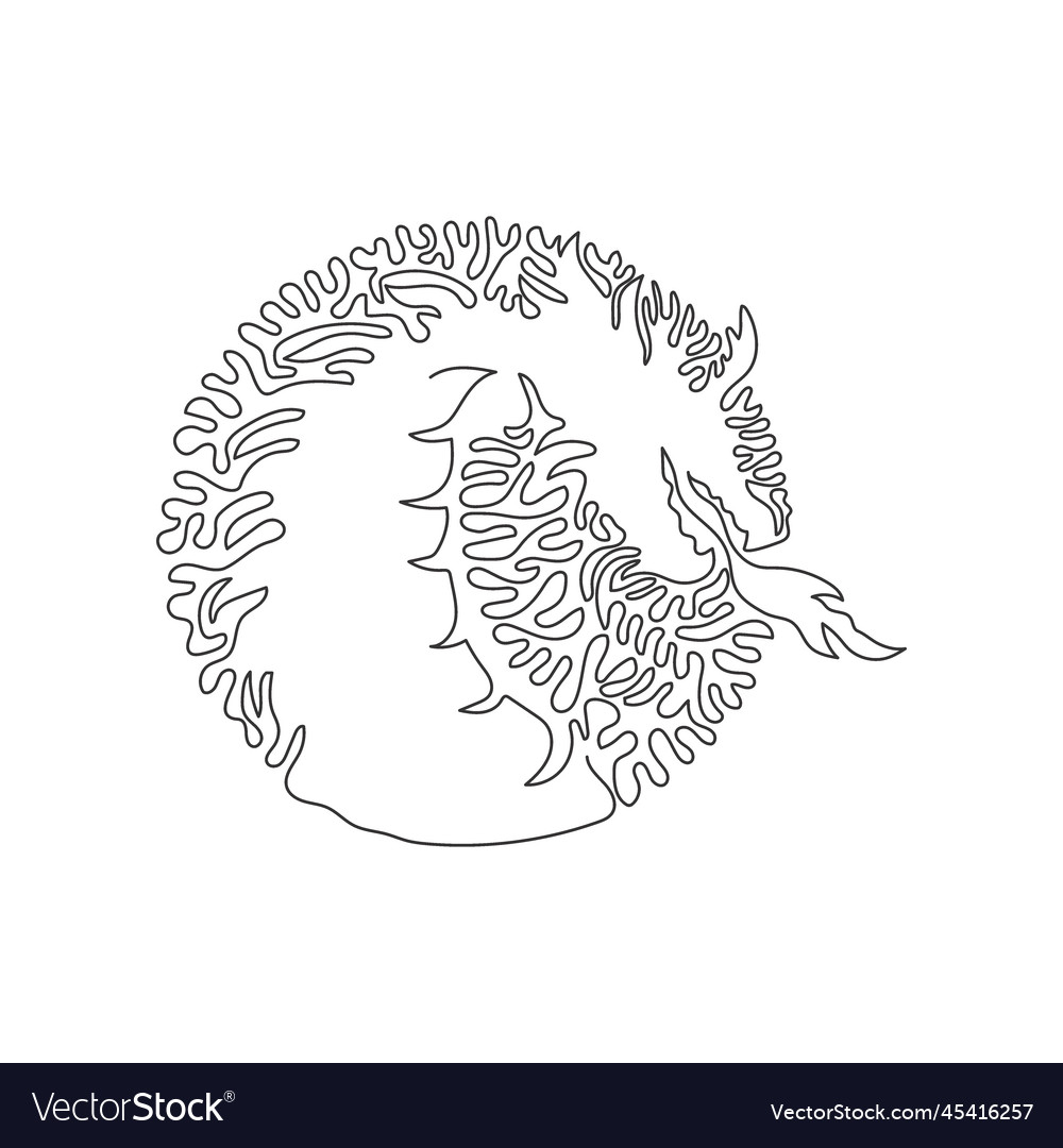Continuous curve one line drawing of dragon vector image Continuous curve one line drawing of dragon