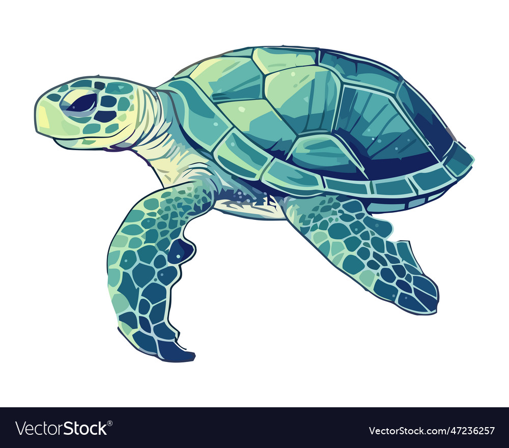 Cute sea turtle aquatic animal Royalty Free Vector Image