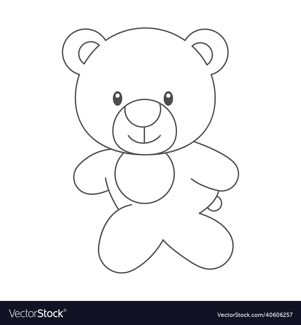 Funny little bear an empty outline for creative Vector Image