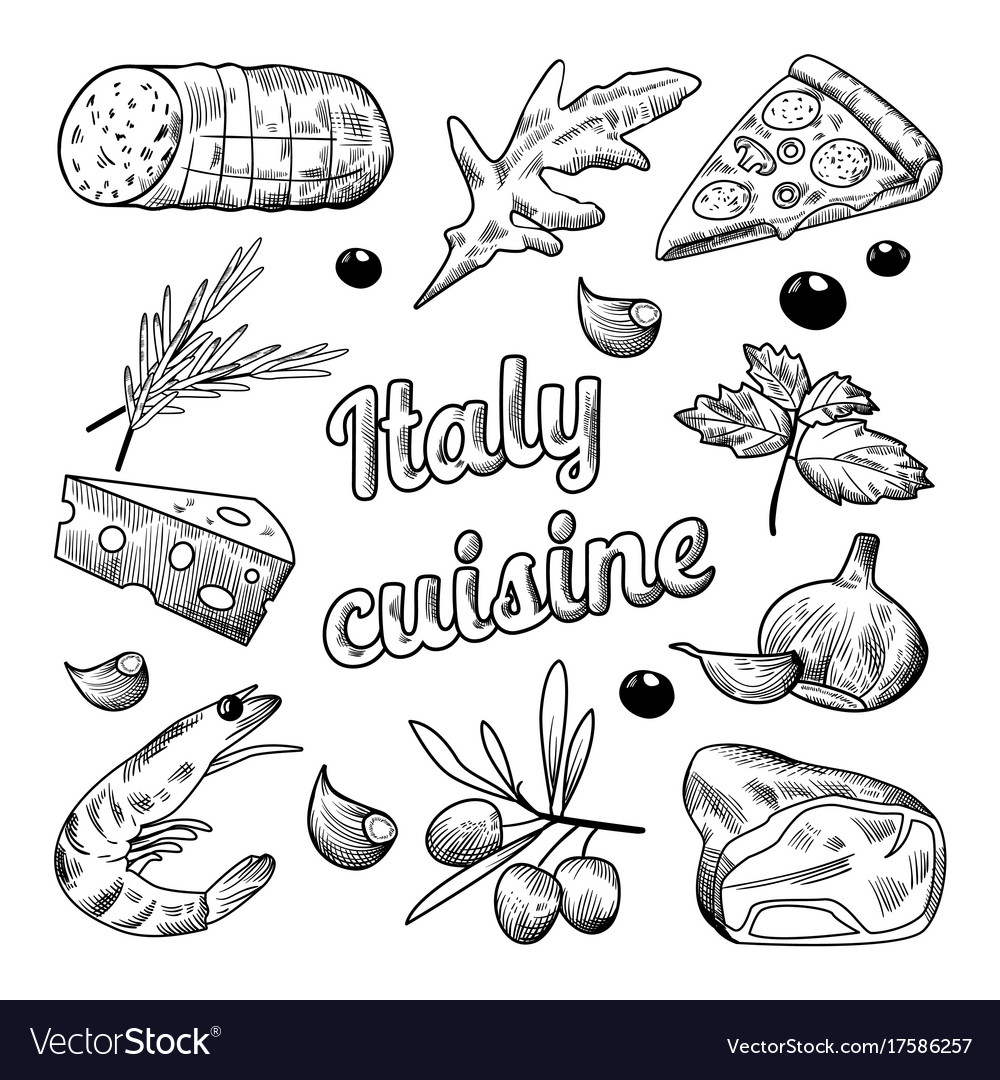 Italian Food Doodle - Pizza & Käse