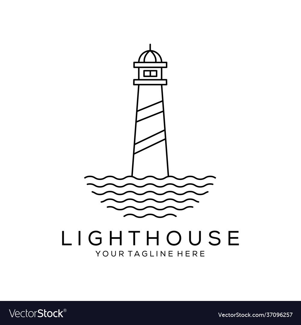 Lighthouse tower logo in circle frame design Vector Image