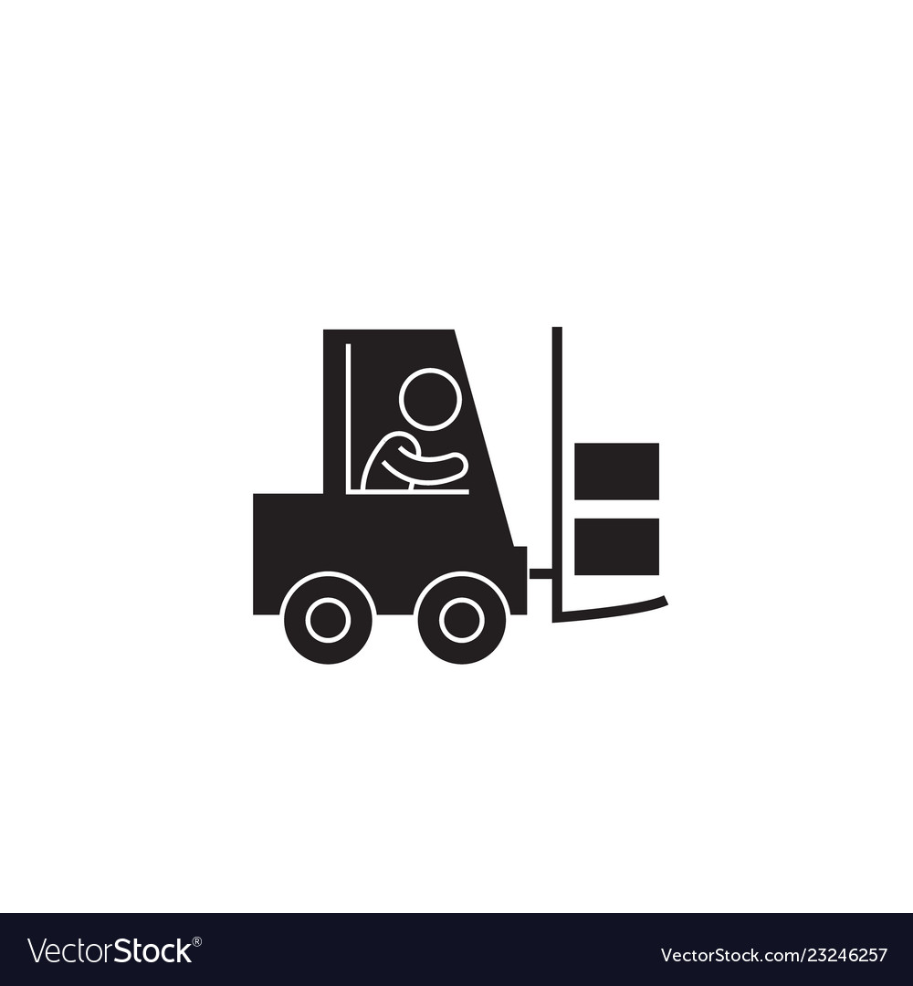 Mighty forklift black concept icon mighty Vector Image