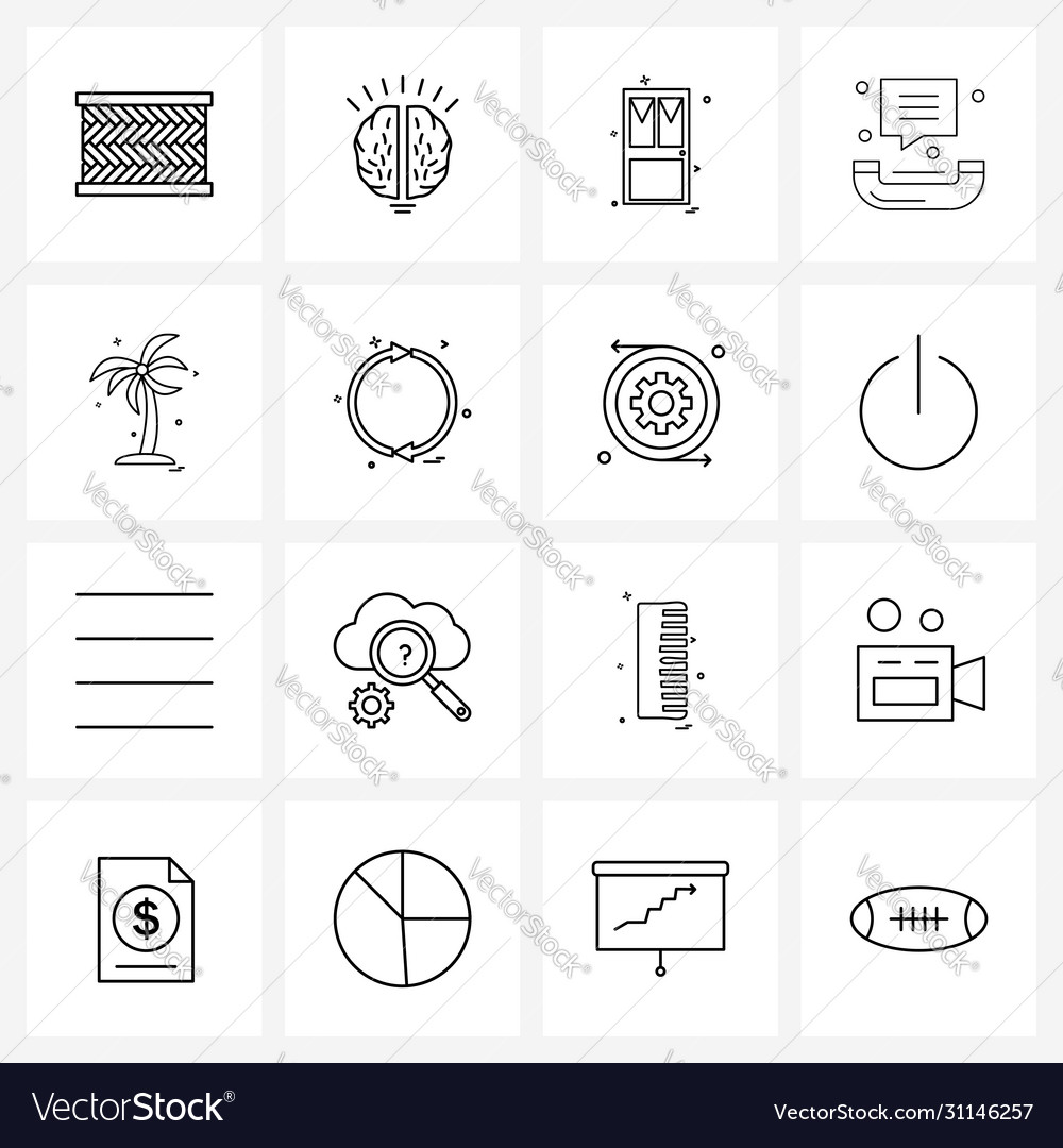 Modern style set 16 line pictograph grid based