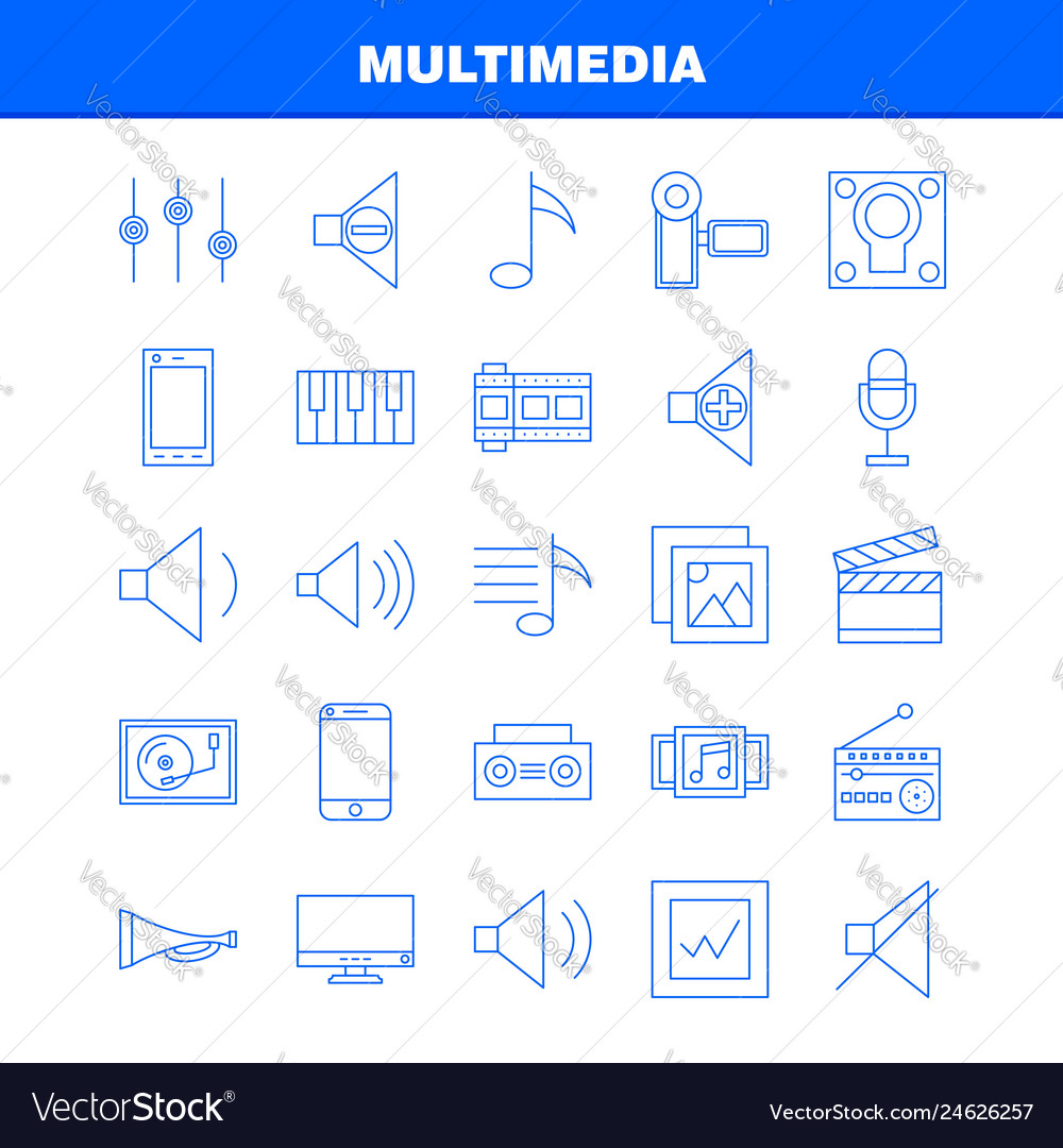 Multimedia line icon for web print and mobile vector image Multimedia line icon for web print and mobile