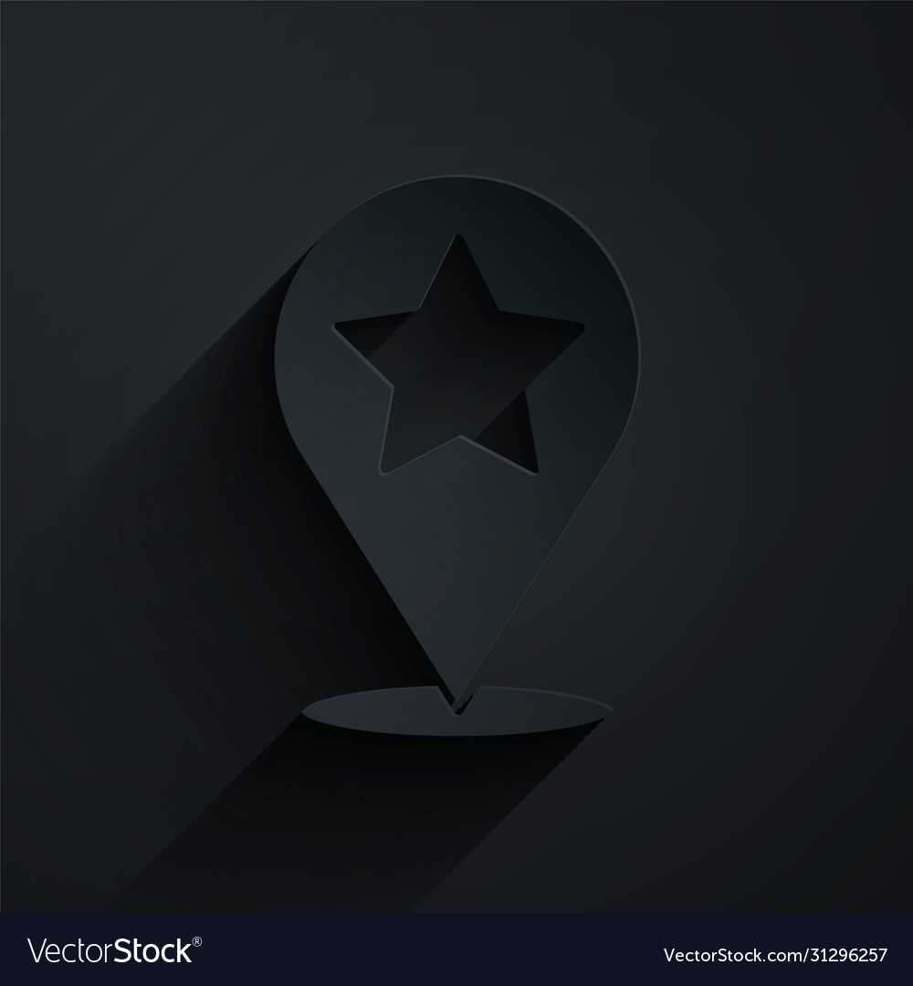 Paper cut map pointer with star icon isolated vector image Paper cut map pointer with star icon isolated