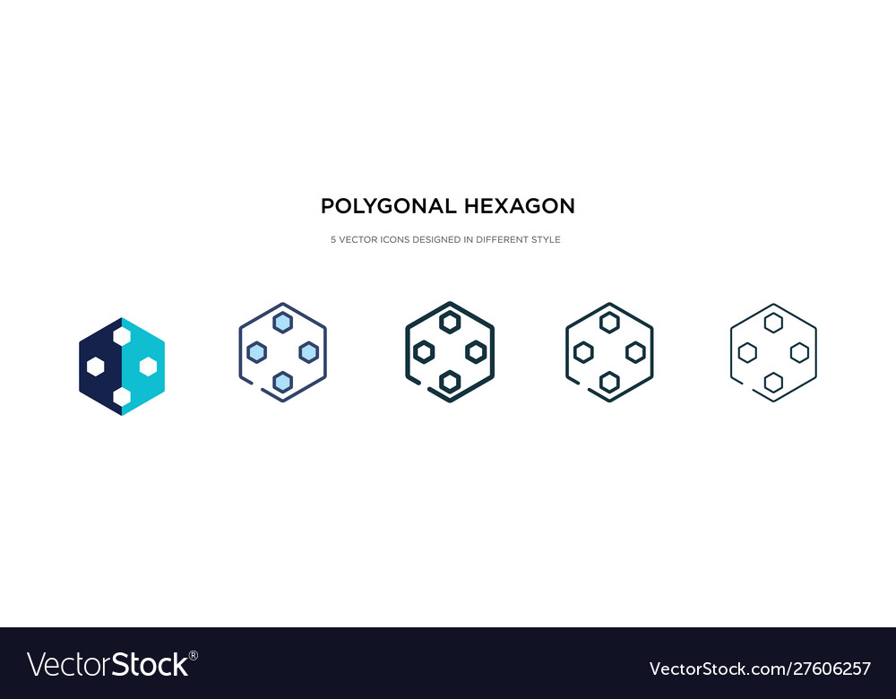Polygonal hexagon icon in different style two